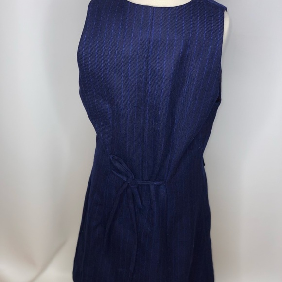 Elegant Navy Pinstripe Kids Dress - Picture 2 of 4